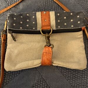 Mona B Black and Tan Crossbody Bag